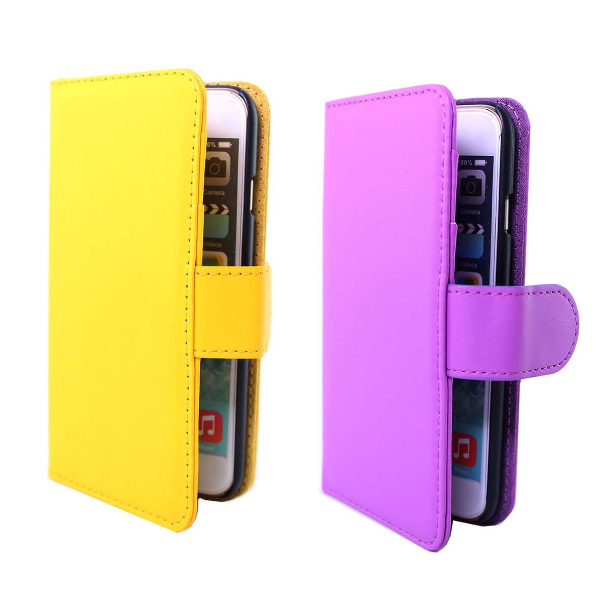 Plain PU Leather Cover with Card Slot for iPhone 6 - Purple