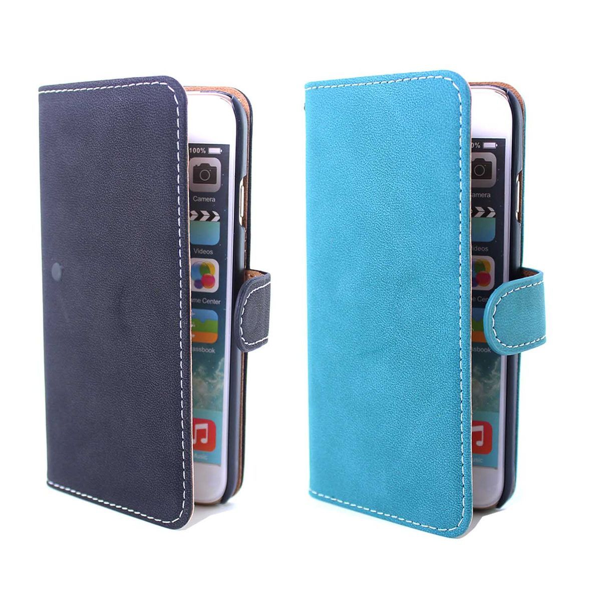 Retro Matte Leather PU Leather Cover with Card Slot for iPhone 6 Plus - Blue