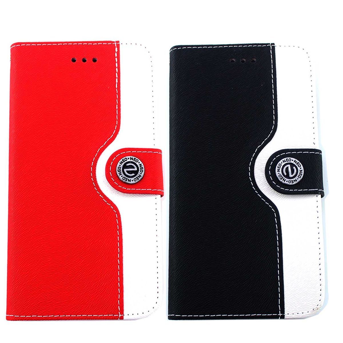 Double color button pattern PU Leather case for iphone 6 -Black