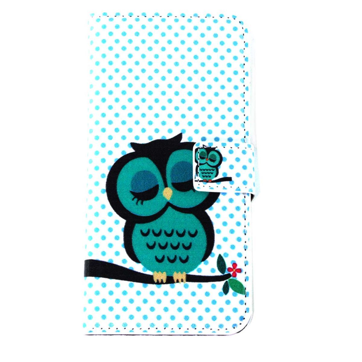 Owl Style Protective PU Leather Case With Card Holder Slot for iphone 6 - Green + White