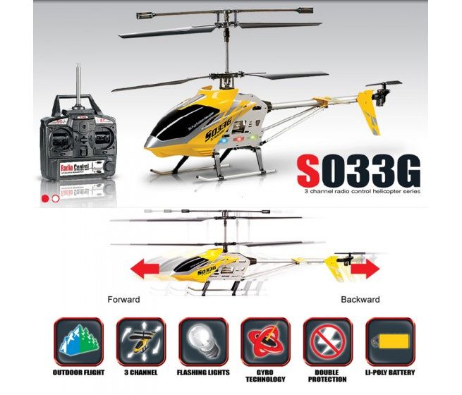 Syma S033G RC Helicopter 3.5CH 3D Full Function with Gyro EU Plug Yellow