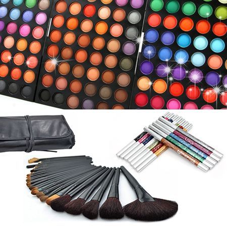 180 Colour Eyeshadow Palette + 32pcs Makeup Brush Black +12 Colour Eyeliner Set