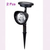 LUD 2Pcs Solar Lawn Light Solar Spot Light 3 LED Bulbs for Garden