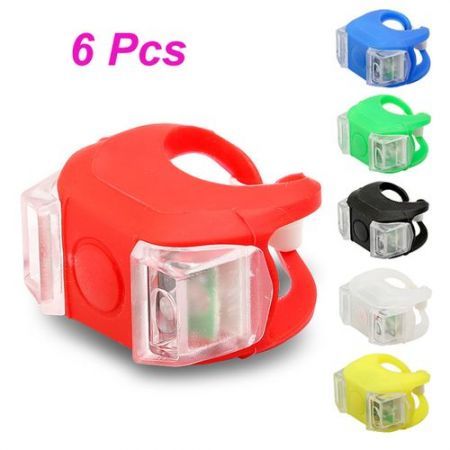 6Pcs Mini Cycling Bike Silicone Frog Light LED Front/Rear Security Warning Lamp