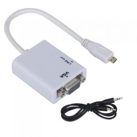 1080P Micro HDMI Male to VGA Female Cable Video Converter Adapter HD Conversion Cable with Audio Output