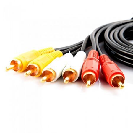 1.5m/5ft Triple 3-RCA Composite AV Audio Video Cable Cord Gold Plated