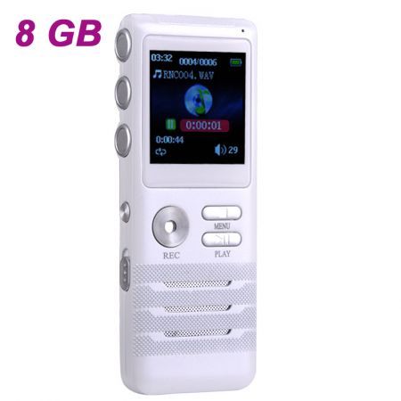 K6 1.5" LCD Dual Core Professional Digital Voice Recorder - White (8GB)