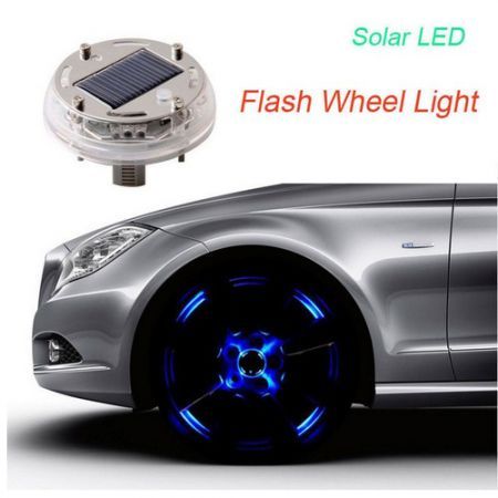 LUD 4 Modes 12 LED Solar Flash Wheel Light Car Vehicle Auto Decoration Warning Lamp