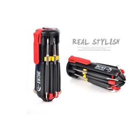 8 IN One Set Multi Screwdrivers Tool With LED Light Lamp Torch