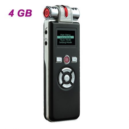 T80 1" LCD Digital USB Rechargeable Voice Recorder / MP3 Player / USB Flash Drive - Black + Silver (4GB)