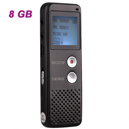 T50 1.6" LCD Screen Rechargeable Digital Voice Recorder w/ MP3 Player - Black (8GB)