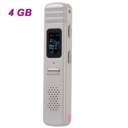 806 1.3" LCD Digital Voice Recorder w/ Built-in Speaker - White (4GB)