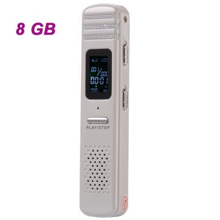 806 1.3" LCD Digital Voice Recorder w/ Built-in Speaker - White (8GB)