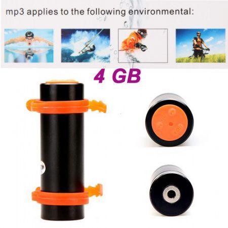 Swimming Diving Waterproof MP3 Player w/ FM Radio + Earphone - Black (4GB)