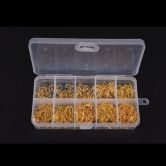 500pcs Fish Jig Hooks with Hole Fishing Tackle Box 3# -12# 10 Sizes Carbon Steel Golden