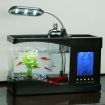 Mini USB LCD Desktop Lamp Right Fish Tank Aquarium LED Clock Black