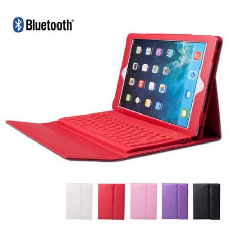 Wireless Bluetooth Keyboard PU Leather Case Stand For Apple iPad Air - Red
