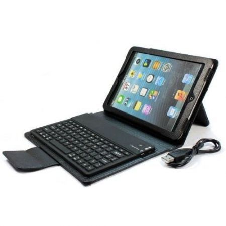 For Apple iPad Mini Stand Plastic+TPU Case Cover With Wireless Bluetooth Keyboard- Black