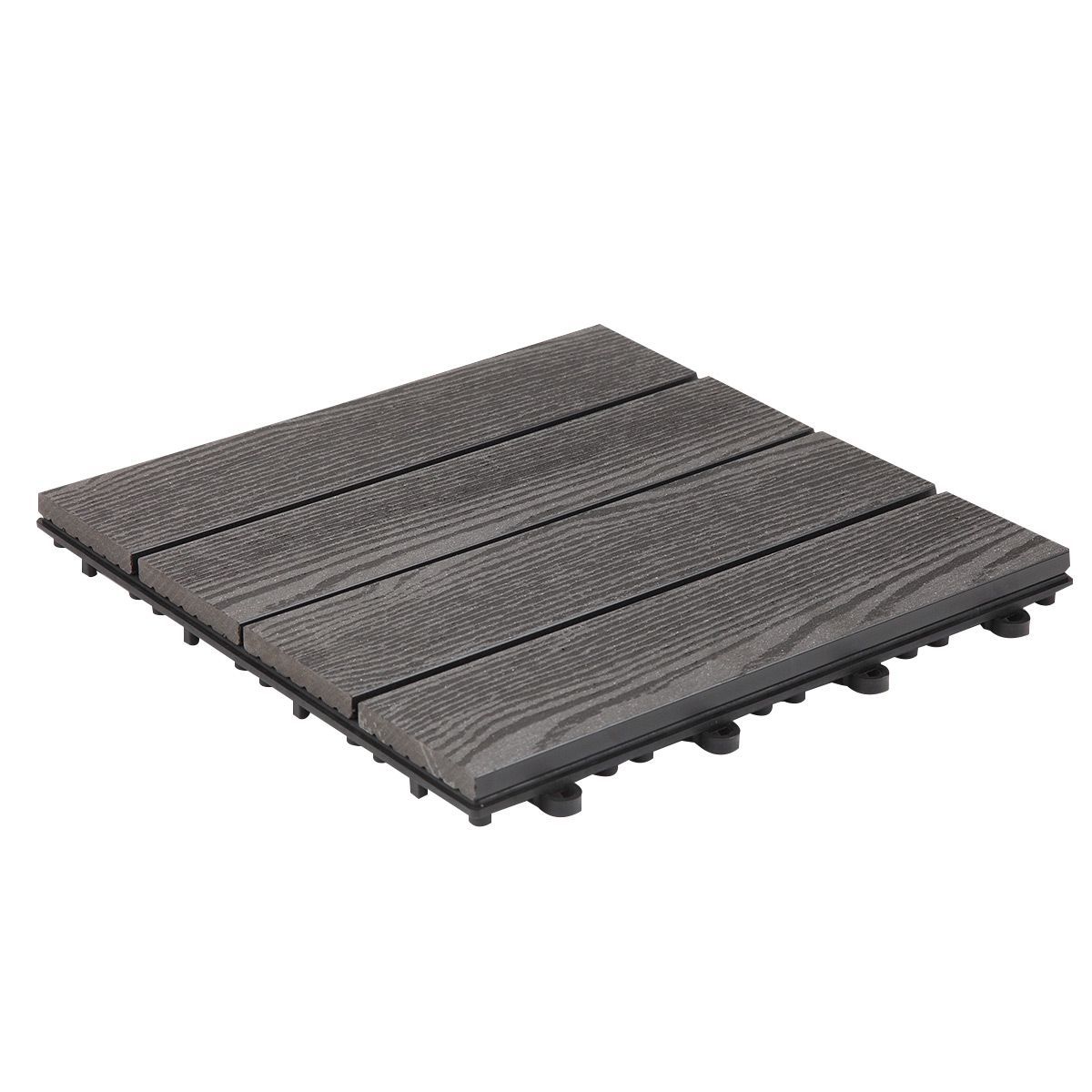 6 Piece DIY Composite Decking Tiles 30cm x30cm x 2.2cmDark Grey