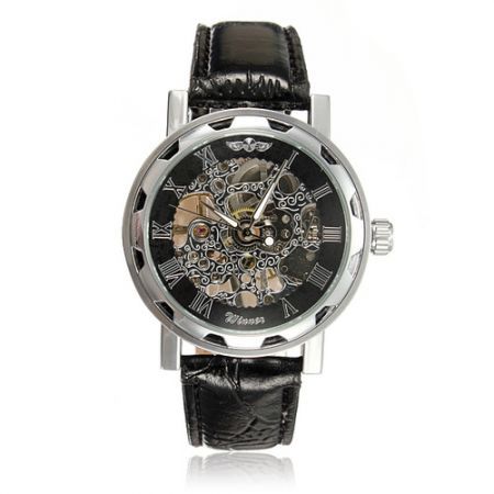 Fashion Punk Pierced Men Manual Mechanical Business Wrist Watch