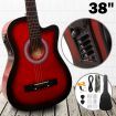 38" Steel String Cutaway Acoustic Electric Guitar Pack (Red)
