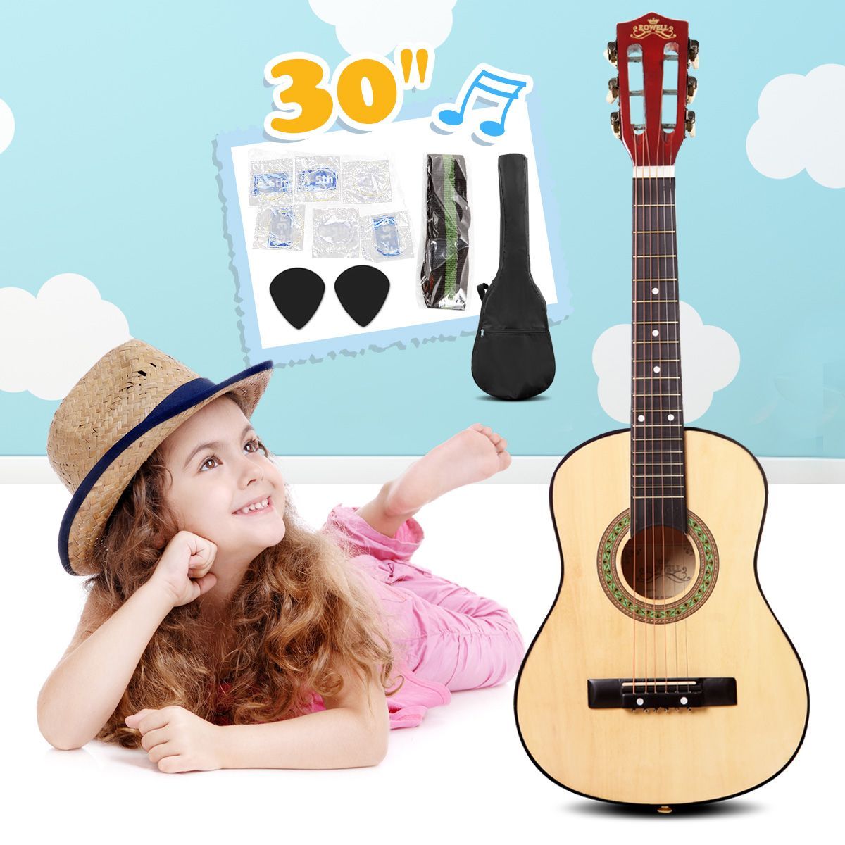 30" Kids Steel String Acoustic Guitar Pack (natural)