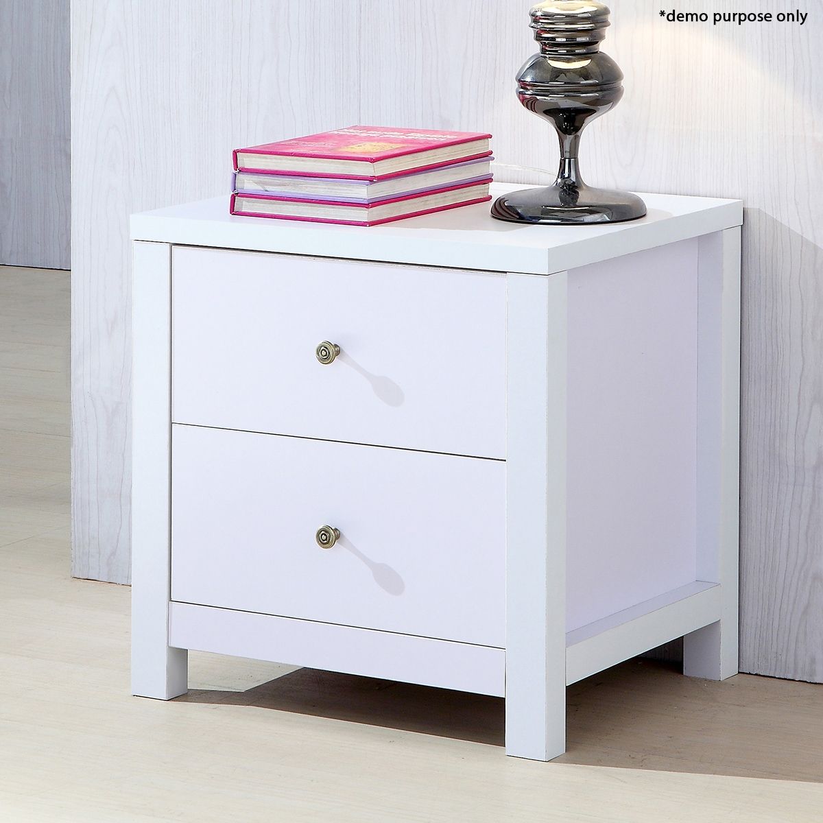 White 2 Drawer Bedside Table   93695 477823 HD 