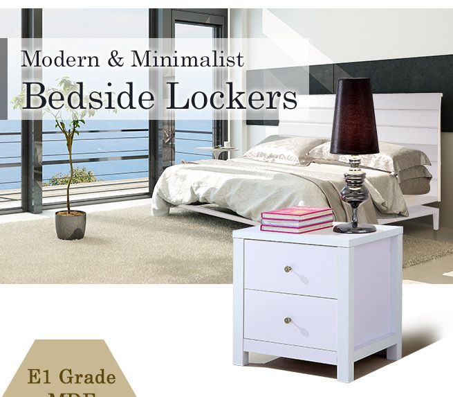 White 2 Drawer Bedside Table X2 Crazy Sales