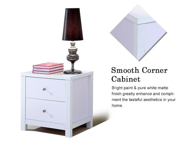 White 2 Drawer Bedside Table X2 Crazy Sales