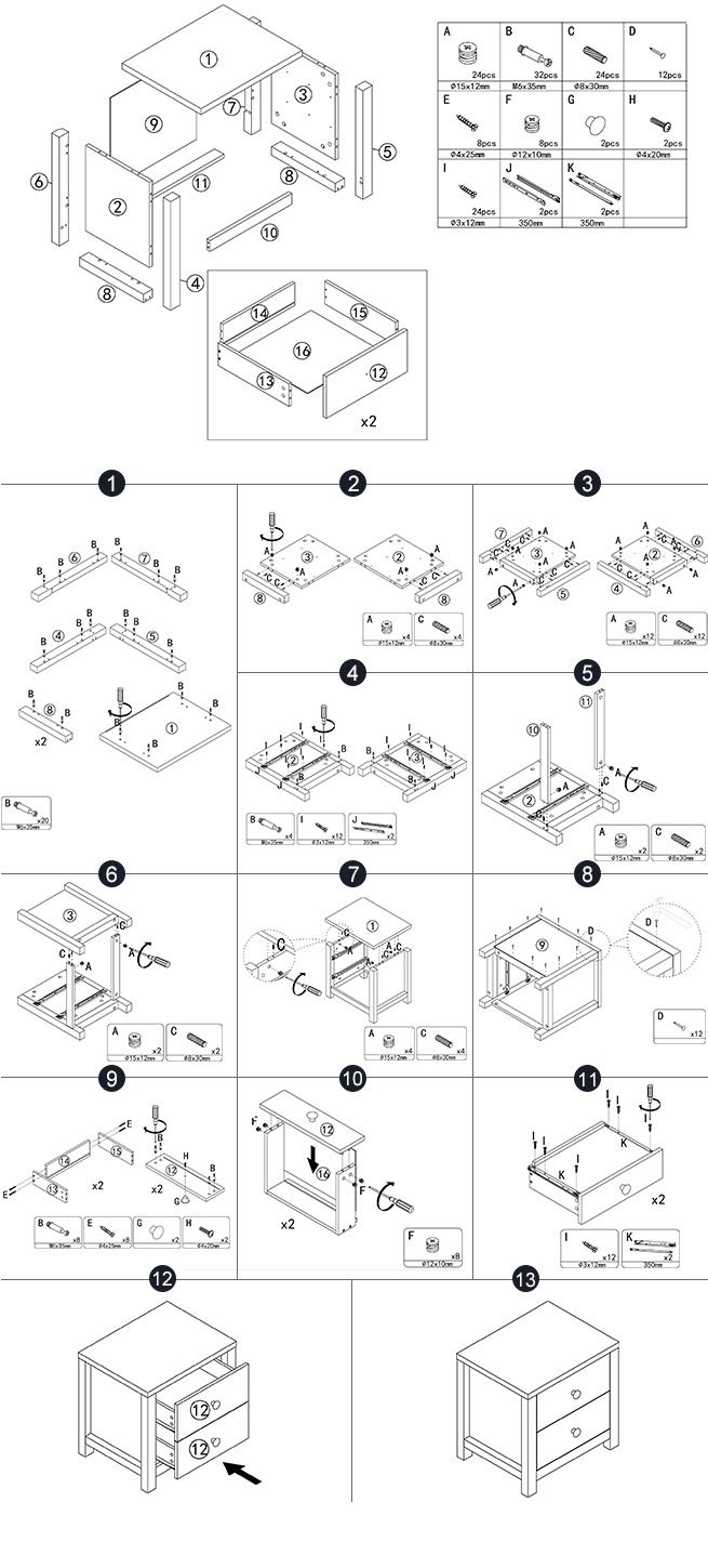 White 2 Drawer Bedside Table X2 Crazy Sales