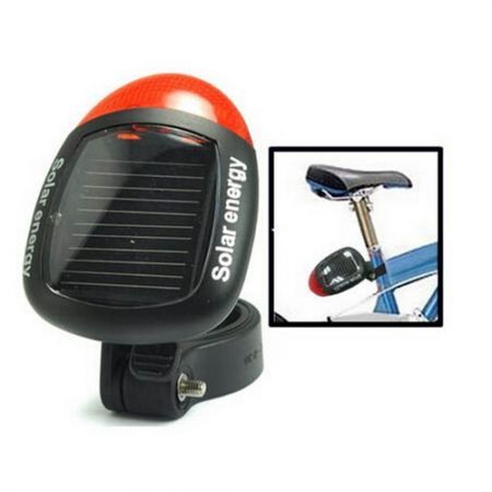 Solar Power Bike Bicycle Rear Tail Red 2 LED 4 Mode Light Lamp
