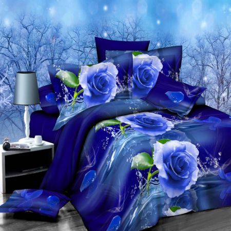 Duvet Cover Set 4-Piece 3D Effect Brushed Printed Full Size