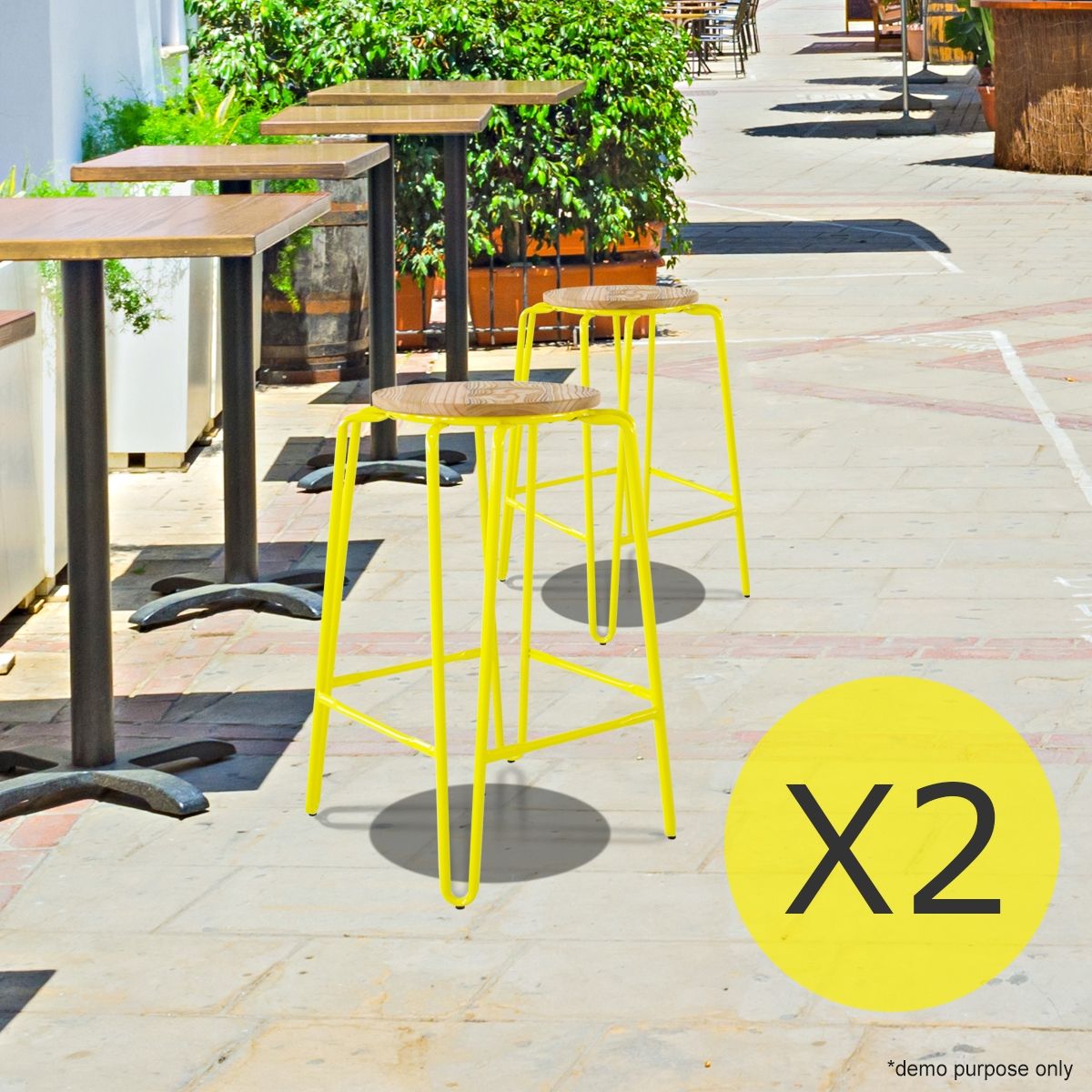 Set of 2 Modern Metal Bar StoolsYellow Crazy Sales