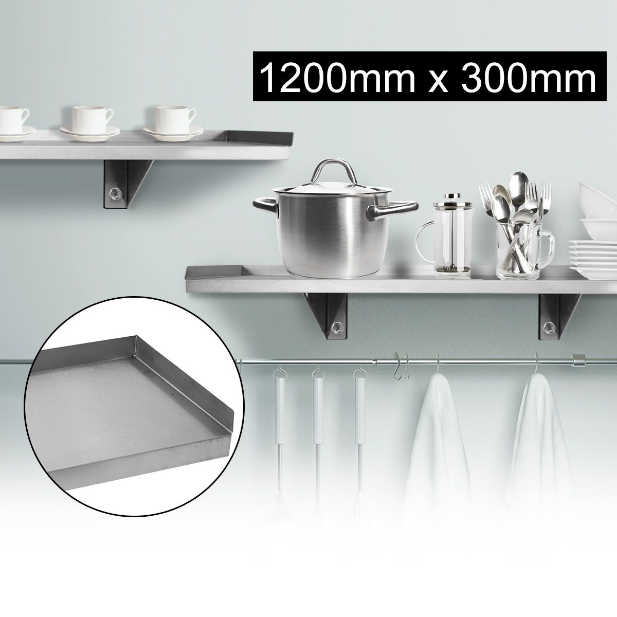 Stainless Steel Wall Mounted Shelf1200mm x 300mm