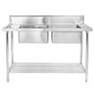 Double Right-Side Bowl Stainless Steel Bench Sink