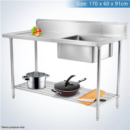 Right-Side Bowl Large Stainless Steel Bench Sink