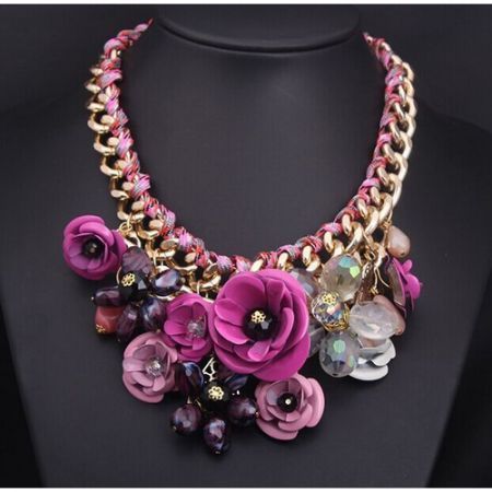 Gorgeous Colorful  Flower Pendant Necklace