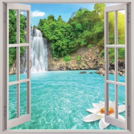 Waterfall 3d Window View Removable Wall Art Sticker Vinyl Decal Home Decor Mural Crazy Sales