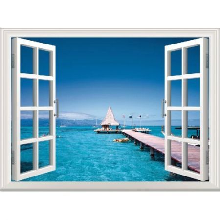 Sea With Boulevard 3D Window View Removable Wall Art Sticker Decal Decor
