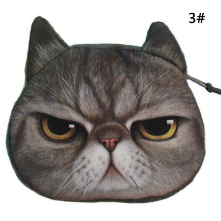 Cute Cat Face Zipper Mini Wallet 3#