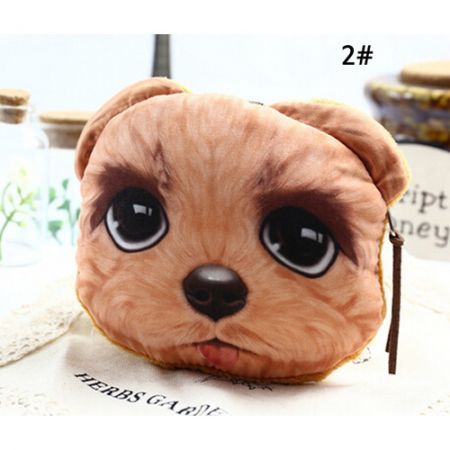 Cute Animal Dog Face Zipper Coin Purse 2#