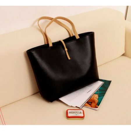 Women PU Leather Messenger Handbag Shoulder Bag Black