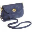 Women Leather Satchel Shoulder Handbag Dark Blue
