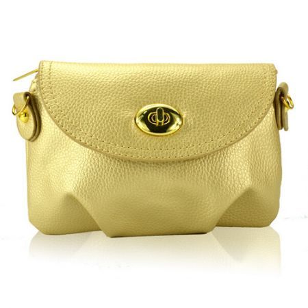 Women Leather Satchel Shoulder Handbag Gold