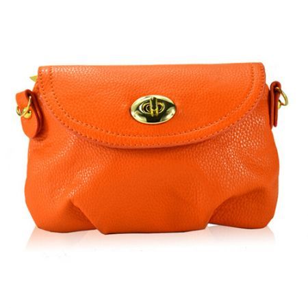 Women Leather Satchel Shoulder Handbag Orange