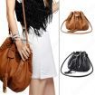Women Bucket Tassels Handbag Messenger Flower Shoulder Bag Black