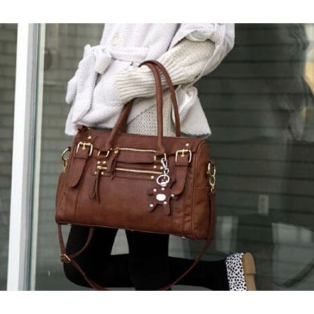 Women Shoulder Handbag Totes Hobo Bag Korean PU Leather Cross Body Bag Brown