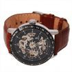 Leather Band Self-Winding Mechanical Wrist Watch Black