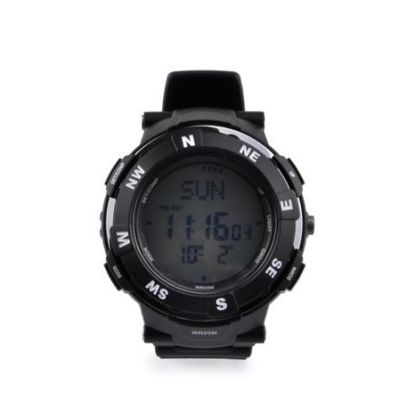 Multifunctional Waterproof Outdoor Sport Quartz Digital Wrist Watch w/ Compass Black