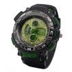 HY-1 Men's Quartz LED Electronics Dual Time Display Wrist Watch ?C Black + Green